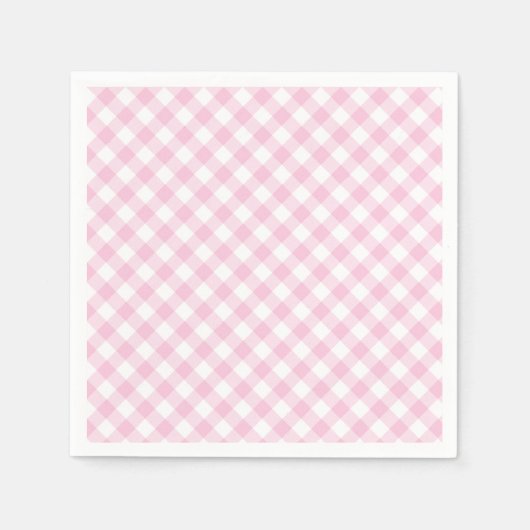 Serviette En Papier Gingham Rétro Rose Clair (Devant)