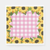 Serviette En Papier Gingham rose et tournesols (Devant)