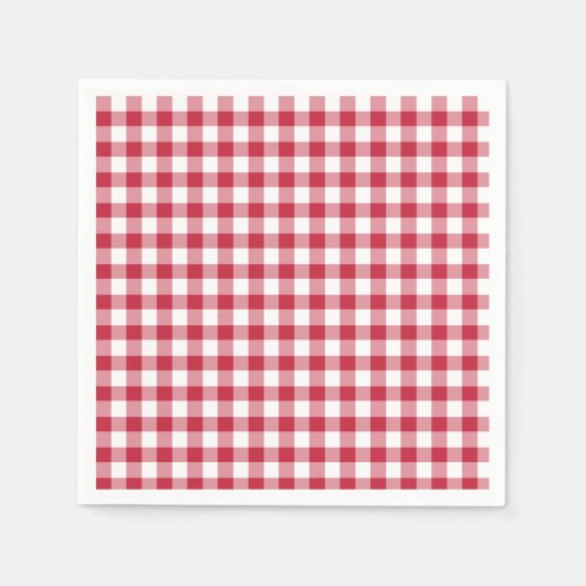 Serviette En Papier Gingham Rouge Cerise Classique (Devant)