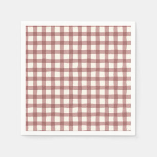 Serviette En Papier Gingham Rouge Cranberry Marron