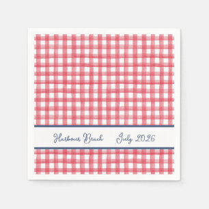 Serviette En Papier Gingham Rouge d'Été, Carreaux du 4 Juillet