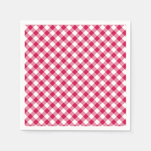 Serviette En Papier Gingham Rouge framboise Rétro (Devant)