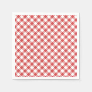 Serviette En Papier Gingham Rouges Corail Rétro