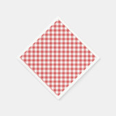 Serviette En Papier Gingham Rouges Corail Rétro (Coin)