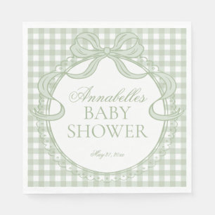 Serviette En Papier Gingham Vert Mignardise à l'arc-en-ciel Baby Showe
