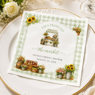 Serviette En Papier Gingham Vert Rustique Elle est fraîche sur le marc