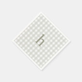 Serviette En Papier Gingham Vert Sage Prépa Monogramme Moderne (Coin)