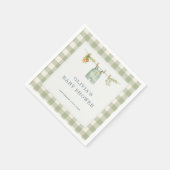 Serviette En Papier Gingham Vert Sauge Bébé Né Local   (Coin)