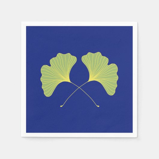 Serviette En Papier Ginkgo Tree Feuilles bleu et vert (Devant)
