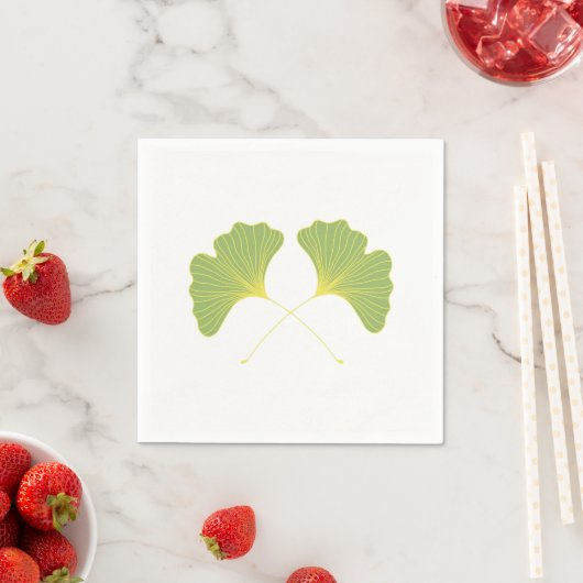 Serviette En Papier Ginkgo Tree Feuilles Printemps vert (En situation)