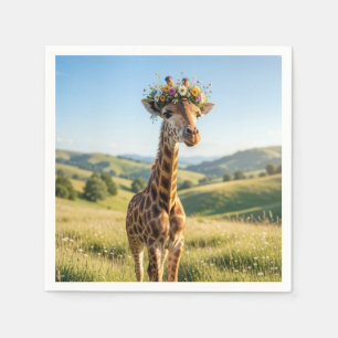 Serviette En Papier Girafe avec couronne florale