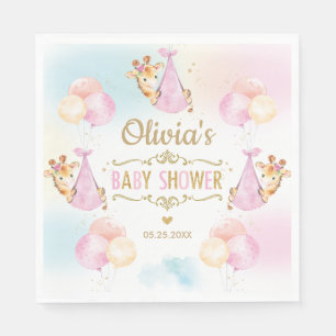 Serviette En Papier Girafe Baby shower Papier rose Napkin