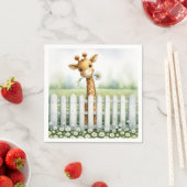 Serviette En Papier Girafe Bébé Avec Marguerite  (En situation)