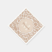 Serviette En Papier Girafe Brown classique Imprimer Monogramme et nom (Coin)