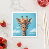 Serviette En Papier Girafe Dans Les Nuages Portant Des Lunettes D'Oeil (En situation)