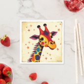 Serviette En Papier Girafe d'art populaire joueuse avec étoiles (En situation)