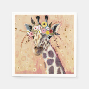 Serviette En Papier Girafe de Klimt orné en fleurs
