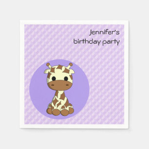 Serviette En Papier Girafe kawaii dessin animé filles nom anniversaire