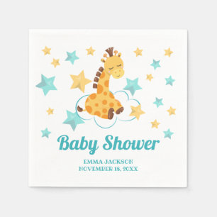 Serviette En Papier Girafe mignonne et étoiles neutres pour une fête p