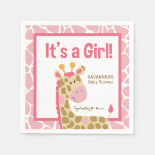 Serviette En Papier Girafe rose c'est des serviettes d'une coutume de