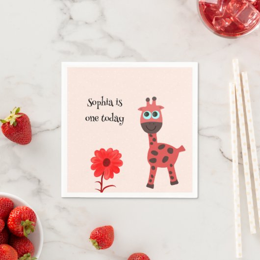 Serviette En Papier girafe rouge (En situation)