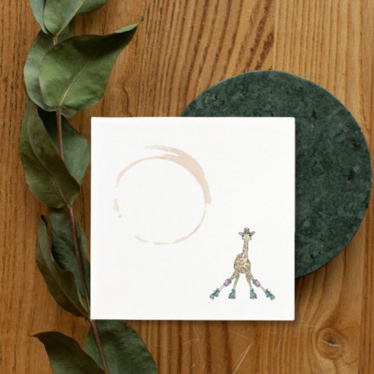 Serviette En Papier Girafe sur patins pour baby shower