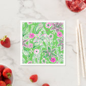 Serviette En Papier Girafe Verte Prépa Fleur de Lys Fête Florale (En situation)
