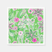 Serviette En Papier Girafe Verte Prépa Fleur de Lys Fête Florale (Devant)