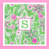 Serviette En Papier Girafes Prépa Lily Rose Vert Monogramme