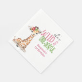 Serviette En Papier Giraffe 1er anniversaire fête rose (Coin)