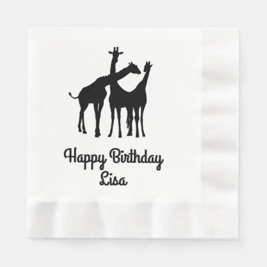 Serviette En Papier Giraffe Anniversaire personnalisé (Devant)