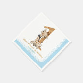 Serviette En Papier Giraffe Bébé Bleu Cute 1er anniversaire (Coin)