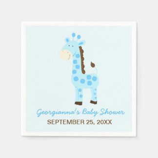 Serviette En Papier Giraffe bleue Baby shower Customisé Napkin