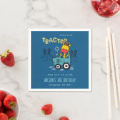 Serviette En Papier Giraffe Bleue Lumineuse Dans Ferme Tracteur Garçon (En situation)
