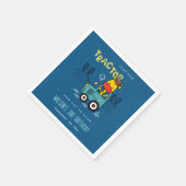 Serviette En Papier Giraffe Bleue Lumineuse Dans Ferme Tracteur Garçon (Coin)