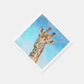 Serviette En Papier Giraffe curieuse avec Ciel de Confetti Bleu (Coin)