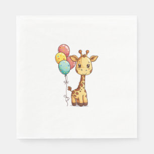 Serviette En Papier Giraffe Cute Avec Ballons