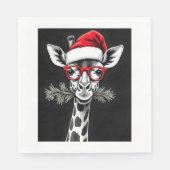 Serviette En Papier Giraffe de Noël Santa Hat Pajama Cadeau Famille Ma (Devant)