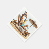 Serviette En Papier Giraffe De Plage Boire Un Cocktail (Coin)
