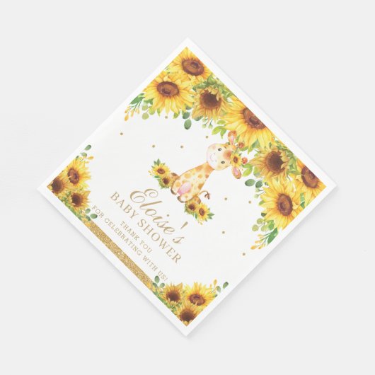 Serviette En Papier Giraffe de tournesol Baby shower fête d'anniversai (Coin)