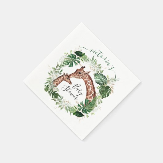 Serviette En Papier Giraffe et Baby Jungle Plaques en papier Baby show (Coin)