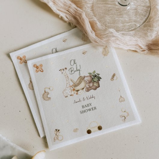 Serviette En Papier Giraffe et ours Nursery Bohemian Toys Baby shower