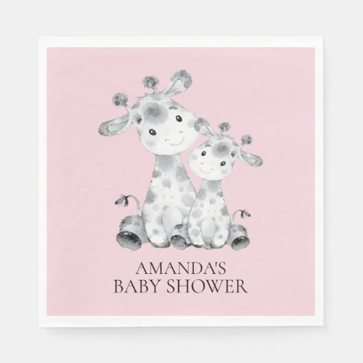 Serviette En Papier Giraffe Girls Baby shower Papier Naples (Devant)