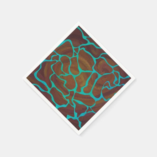 Serviette En Papier Giraffe Impression Brown et Turquoise (Coin)