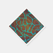 Serviette En Papier Giraffe Impression Brown et Turquoise (Coin)