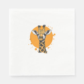 Serviette En Papier Giraffe Jaune Soleil Abstrait Portrait animal