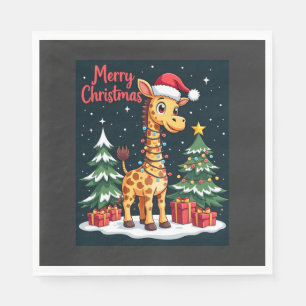 Serviette En Papier Giraffe Joyeux Noël Éclairage de l'Arbre de Noël P