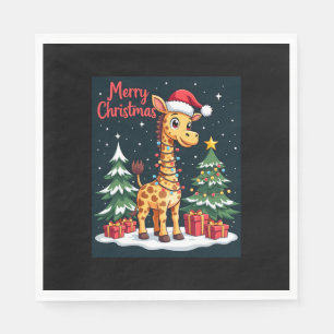 Serviette En Papier Giraffe Joyeux sapin de Noël Éclairage Père Noël G