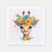 Serviette En Papier Giraffe mignonne à couronne florale (Devant)