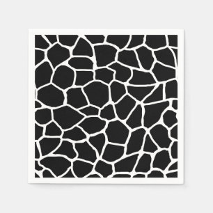 Serviette En Papier Giraffe noire et blanche Imprimer Motif animal